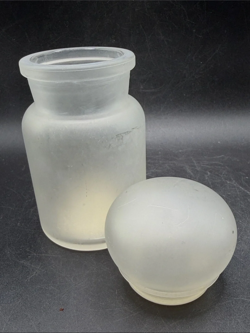 Estee Vintage Mid Century Perfumed Milk Bath Frosted Satin Glass Apothecary Jar